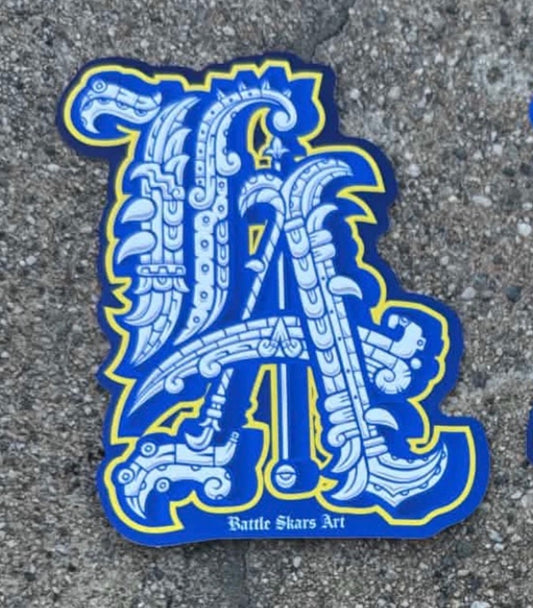 Old English LA Blue& Yellow Sticker