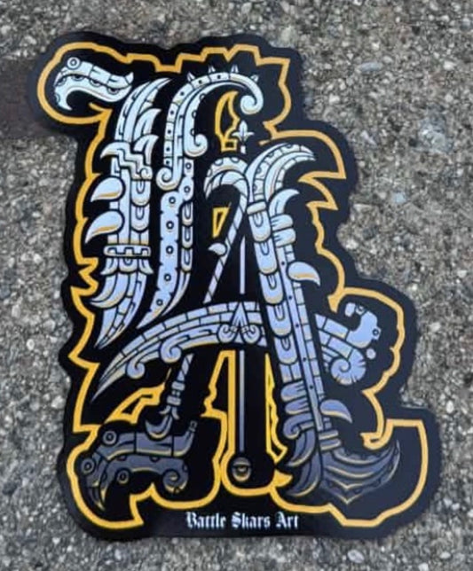 Old English LA Black & Gold Sticker